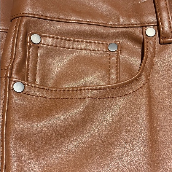 W by Worth Caramel Faux Leather Memphis Pant 14 - Picture 6 of 7